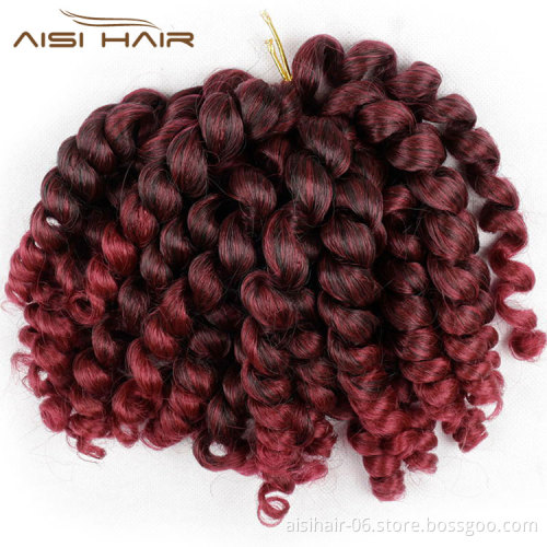 Aisi Hair 8inch Jumpy Wand Curl Crochet Braids 20 Roots Jamaican Bounce Synthetic Crochet Hair Extension for Black Women